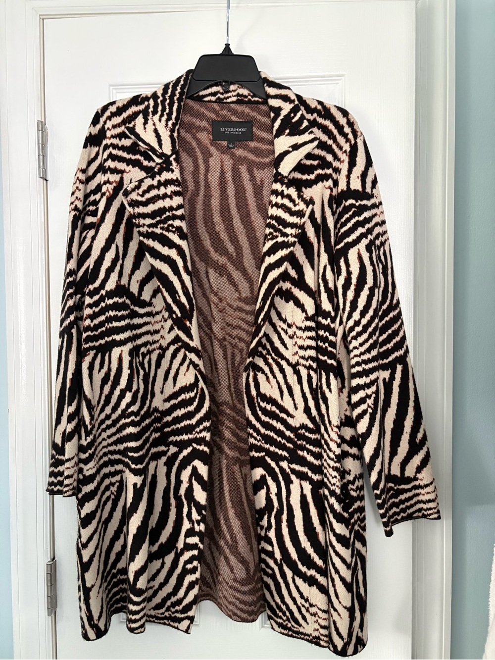 Liverpool Open-Front Zebra Print Cardigan - Black & Cream
